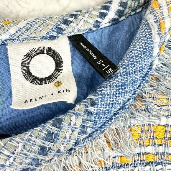 Anthropologie Akemi + Kin Tweed Fringe Dress Size 2 Shift Sleeveless Pockets - Picture 8 of 9